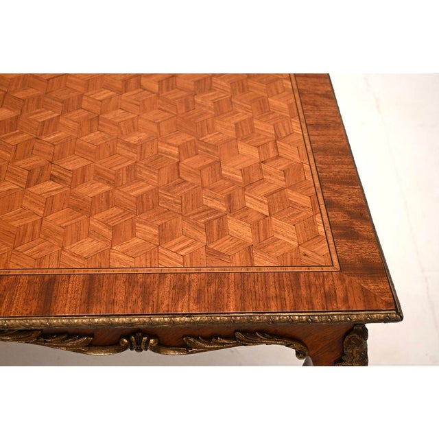 Wood Antique French Inlaid Coffee Table, 1920 For Sale - Image 7 of 11