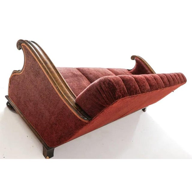 1940s Swedish Art Deco Traditional Transition Sofa Velour Upholstery & Carved Arms For Sale - Image 10 of 15