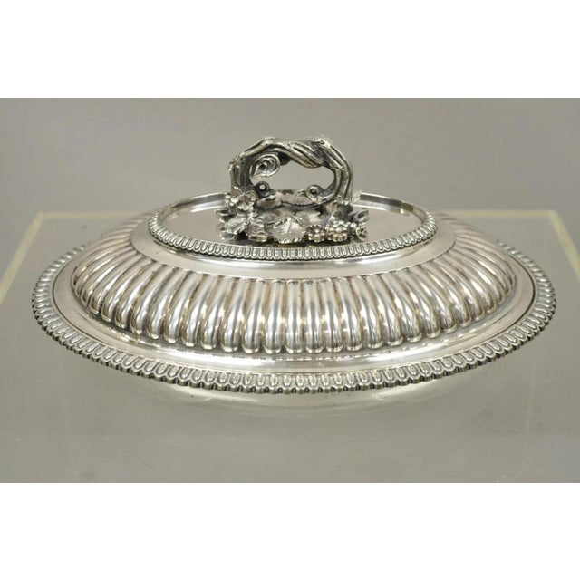 Antique Elkington Co English Regency Silver Plated Covered Serving Dish Platter For Sale - Image 12 of 12