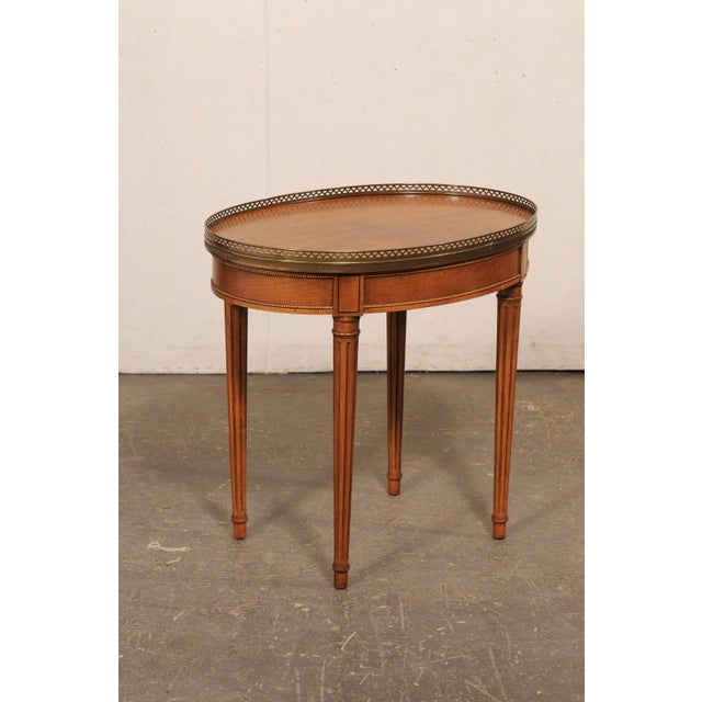Brown Mid 20th Century French Classical Brass Wood Side Table For Sale - Image 8 of 11