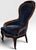 Victorian Antique Victorian Walnut Rococo Revival Navy Velvet Parlor Chair For Sale - Image 3 of 12