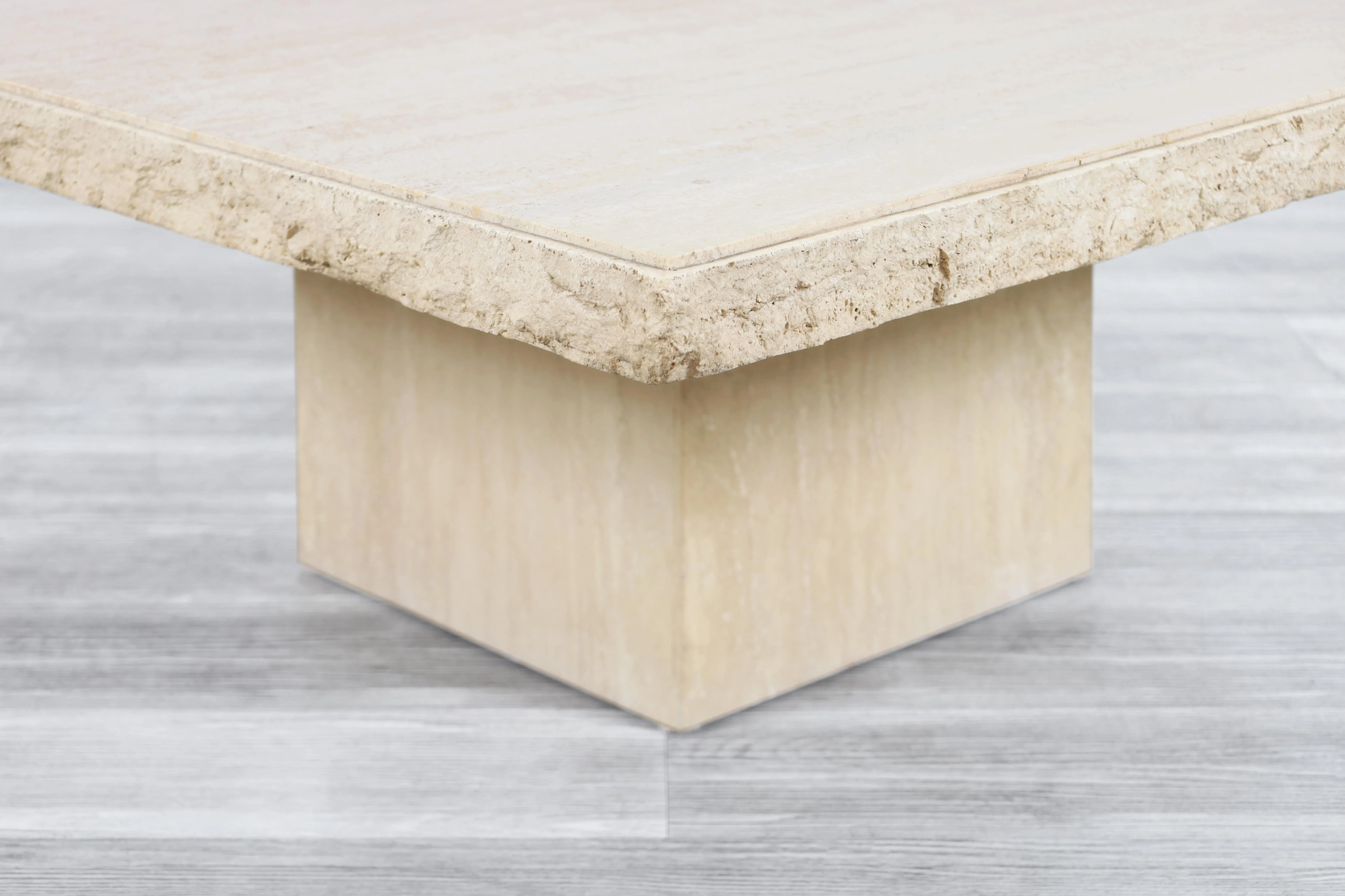 Vintage Italian Live-Edge Travertine Stone Coffee Table, 1970s