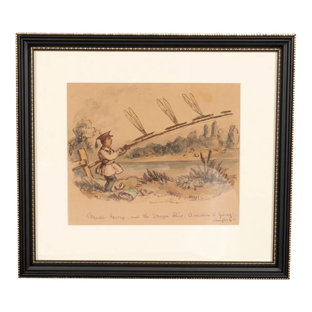 Framed Watercolor By Illustrator John Leech For Sale