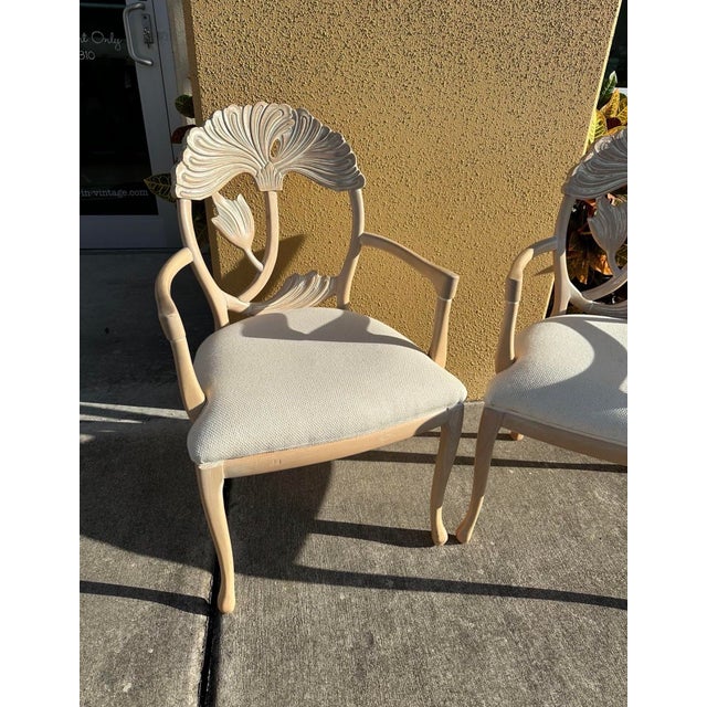 Phyllis Morris Pair of Vintage Lotus Leaf Carved Wood Armchairs, in the Manner of Phyllis Morris For Sale - Image 4 of 6