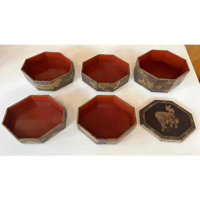 Japanese Maki-e Lacquer Stack Box Jubako For Sale - Image 13 of 18