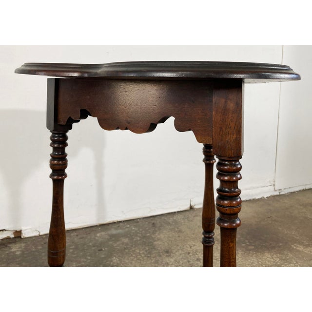 Brown Vintage Walnut Cloverleaf Side Table For Sale - Image 8 of 12