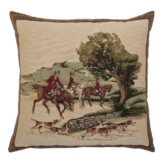 English Hunt II Tapestry Cushion With Feather Filler - 46x46cm (18"x18") For Sale