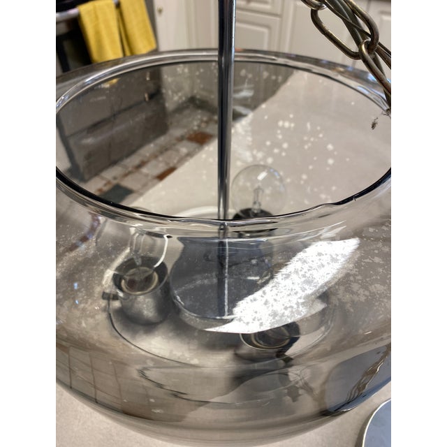 1970s Retro Smoked Glass Chandelier Pendant Light Fixture For Sale In Lexington, KY - Image 6 of 12