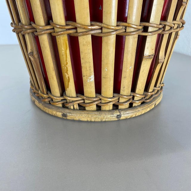 Minimalistic Bamboo Metal Planter in the style of Matégot, France, 1960s For Sale - Image 16 of 18