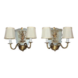 1940s Italian Mirrored Wall Light Sconces - a Pair For Sale