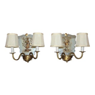 1940s Italian Mirrored Wall Light Sconces - a Pair For Sale