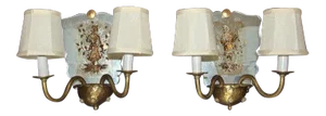 1940s Italian Mirrored Wall Light Sconces - a Pair