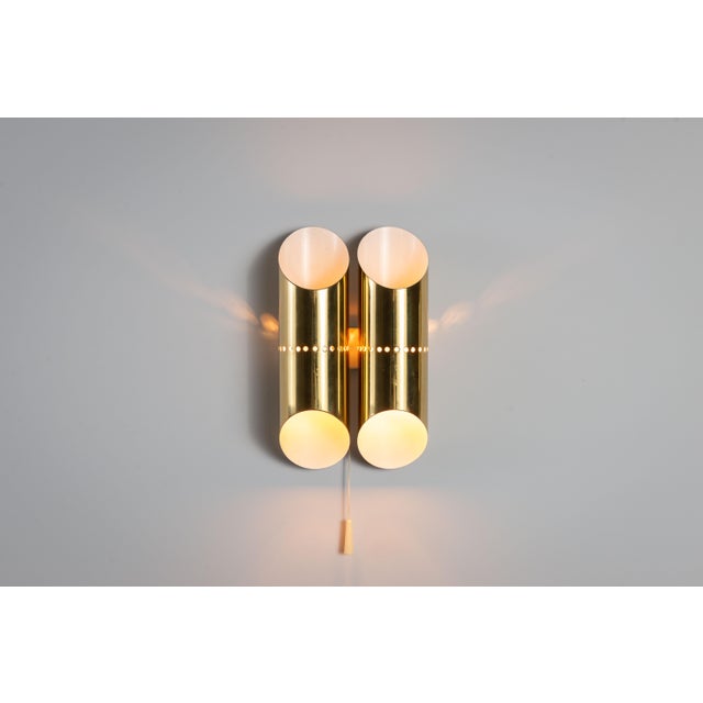 Double Cylindrical Wall Lamps in Brass with Perforated Shades, 1960s, Set of 2 For Sale - Image 9 of 14