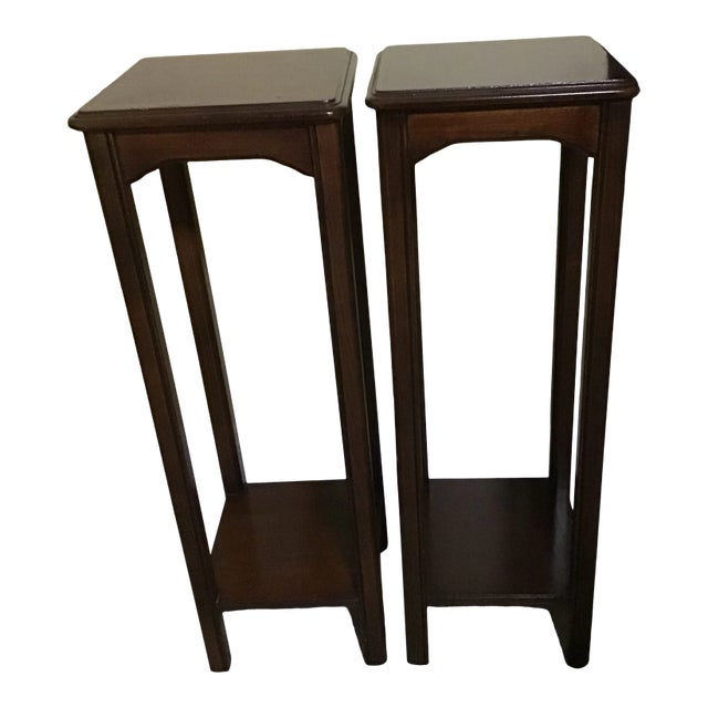 Traditional Lane Wood Plant Stands- a Pair For Sale