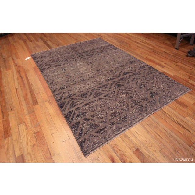 Beautiful And Decorative Neutral Silver Grey Color Geometric Chevron Design Modern Area Rug, Country Of Origin: Central...