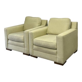 Kravet Furniture Denison Pale Green Upholstered Chairs - a Pair For Sale