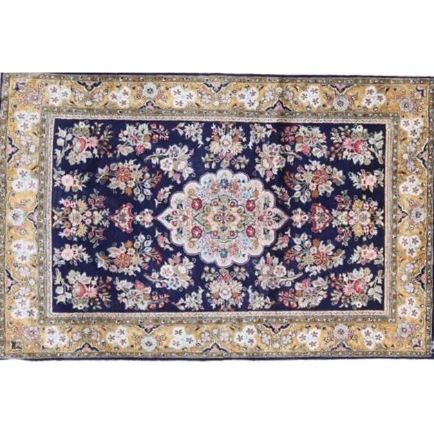 This master piece is a pure silk pile genuine hand made very fine Persian Silk Qum.
