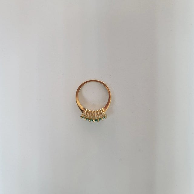One Carat Marquise Emerald & Diamond Wedding Band, Size 5.5 For Sale - Image 4 of 4