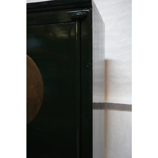 Imported Large Gem-Tone Green Lacquer Wedding Cabinet For Sale - Image 12 of 16