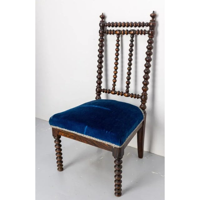 Napoleon III Chair with Turned Beech & Velvet for Child, 1880s For Sale - Image 3 of 12