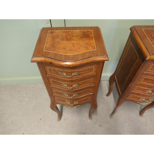 Wood Tall French Ormolu 4-Drawer Side Lockers, 1930, Set of 2 For Sale - Image 7 of 8