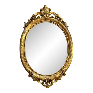 Vintage Euromarchi Italian Florentine Oval Mirror | Ornate Gilt Gold Rococo Revival For Sale