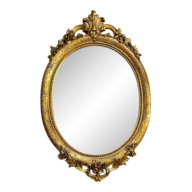 Vintage Euromarchi Italian Florentine Oval Mirror | Ornate Gilt Gold Rococo Revival For Sale