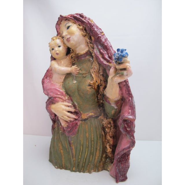 Susi Singer (1891-1955, Austrian/American, AKA Selma Singer-Schinnerl) large terracotta Madonna and Child statue. This...