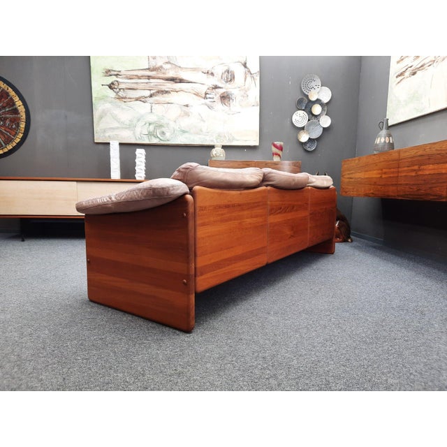 Danish Teak and Leather Sofa by Mikael Laursen, 1970s For Sale - Image 4 of 13