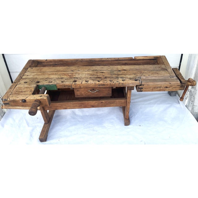 Carpenters Workbench with Drawer and Trough, 1900s For Sale - Image 5 of 18