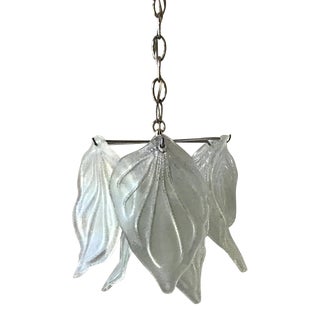 Vintage Murano Glass Leaf Chandelier with Chain For Sale