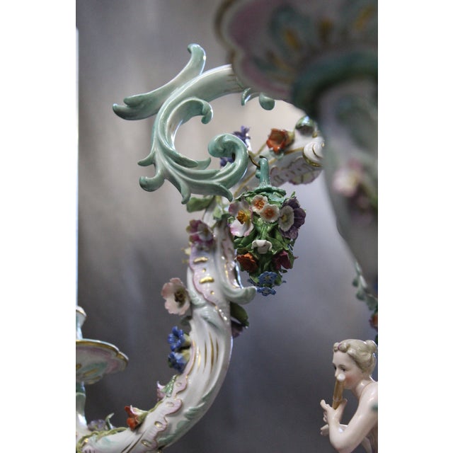 Ceramic Rococo Porcelain Chandelier from Meissen, 1886 For Sale - Image 7 of 17