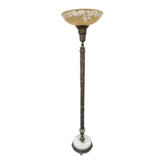 Antique 1950s Brass Floor Lamp For Sale