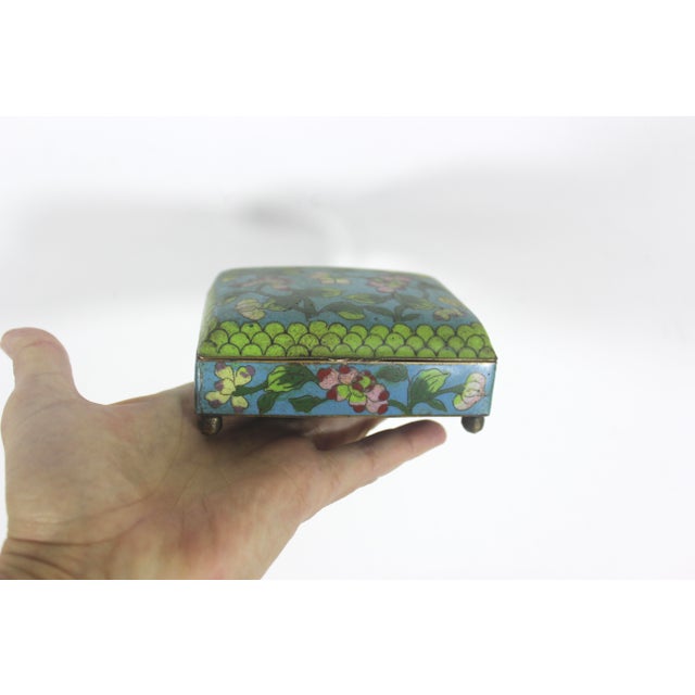 Antique Chinese Floral Cloisonné Box For Sale - Image 10 of 12