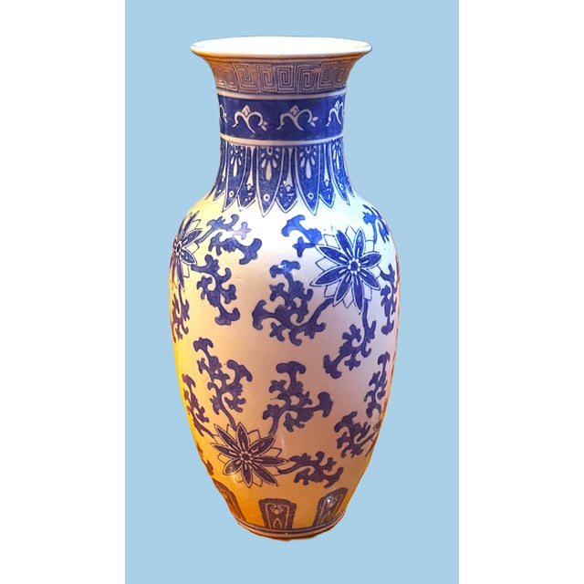 Chelsea House Inc Blue and White Chinoiserie Porcelain Vase For Sale - Image 4 of 10