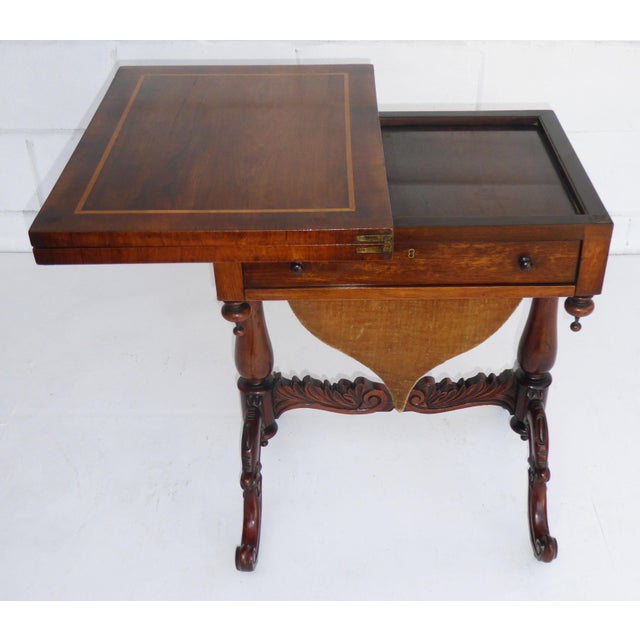19th Century Victorian English Rosewood Games Table For Sale - Image 4 of 8