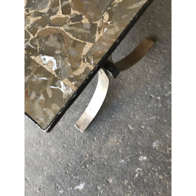 Brown Mid-Century Chrome & Marble Coffee Table, 1950s For Sale - Image 8 of 10