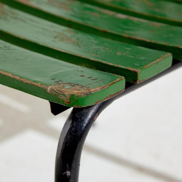 1980s Green Metal & Wood Garden Armchair For Sale - Image 5 of 16