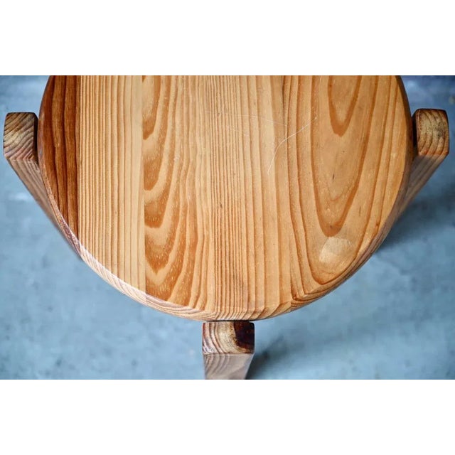 Brutalist Chalet Pine Stool, 1970s For Sale - Image 3 of 8