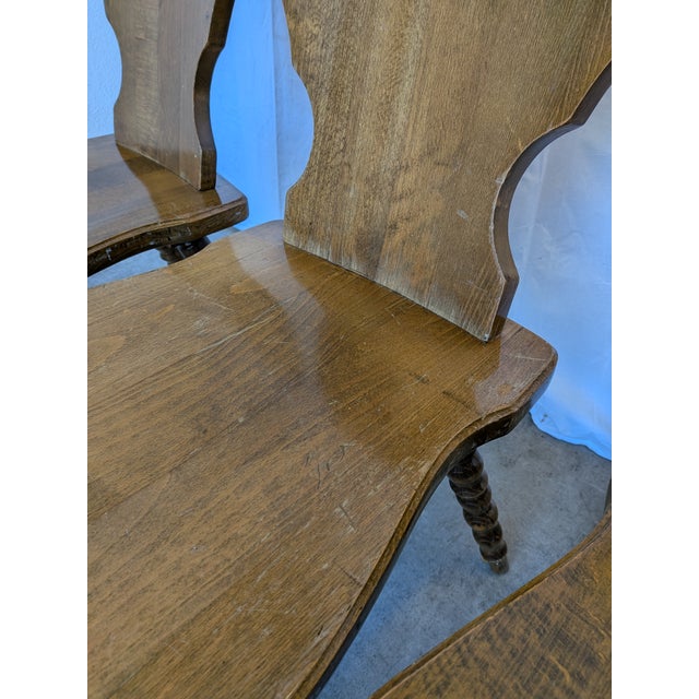 Vintage Tyrolean Farmhouse Heart Cutout Wooden Dining Chairs, 1970s, Set of 4 For Sale - Image 6 of 18