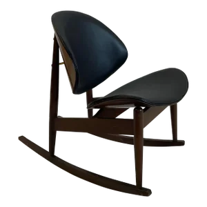 Mid Century Kodawood Rocking Chair in Black Vinyl, Unmarked