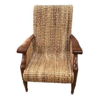 1990s Vintage Bauer International Handwoven Armchair – Coastal Colonial Style For Sale