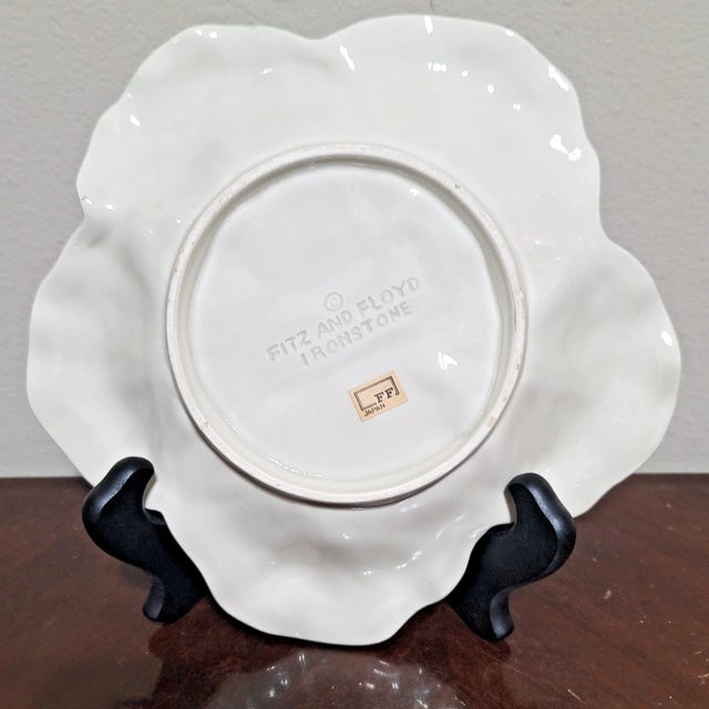 Beautiful vintage mid-century Fitz and Floyd majolica cabbage soup bowl and saucer, featuring an intricately detailed...
