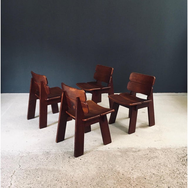 Constructivist Oak Dining Chairs, Belgium, 1960s, Set of 4 For Sale - Image 10 of 18
