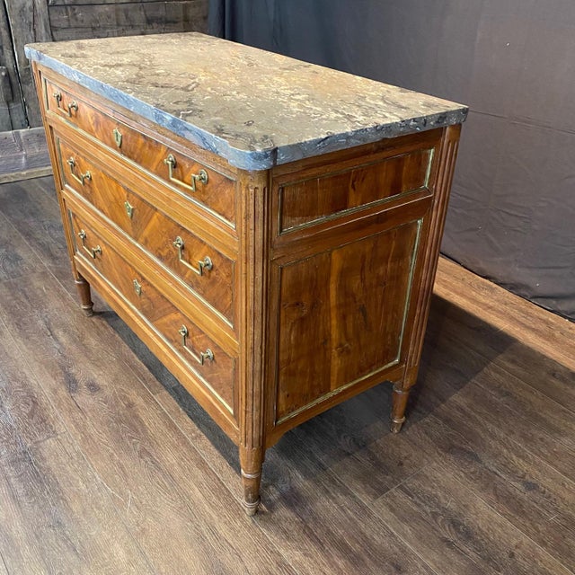 19th Century French Walnut Dresser Secrétaire Desk With Marble Top For Sale - Image 11 of 17