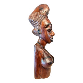 Mid-Century Modern Hand-Carved African Bust, 1960s For Sale