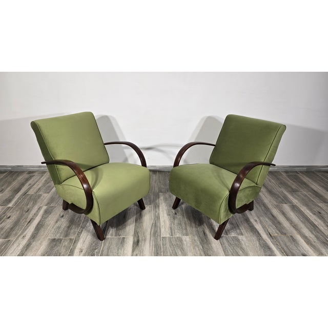 Green Set of Lounge Chairs by Jindrich Halabala, 1940s For Sale - Image 8 of 11
