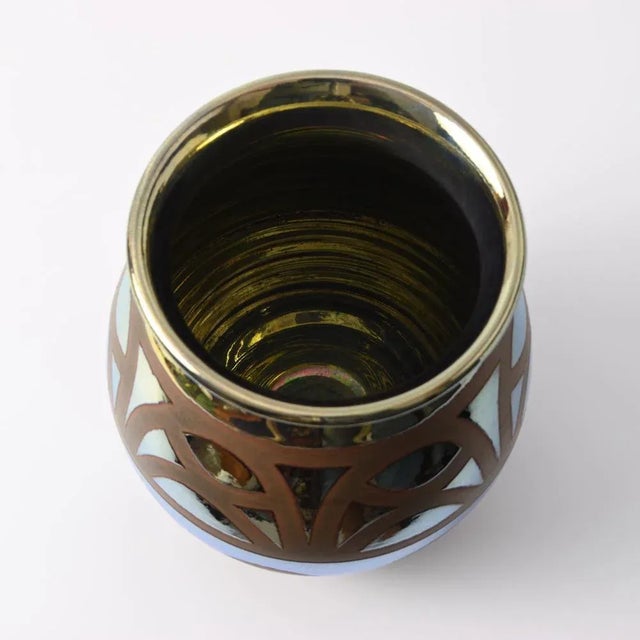 French Art Deco Metallic Glaze Vase, 1930s For Sale - Image 6 of 10