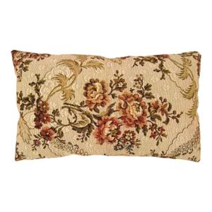 Decorative Antique Jacquard Tapestry Pillow with Floral Elements Allover