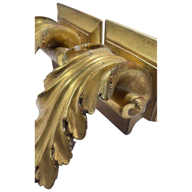 Vintage Italian Gold Leaf Wall Brackets. A Pair For Sale - Image 6 of 10